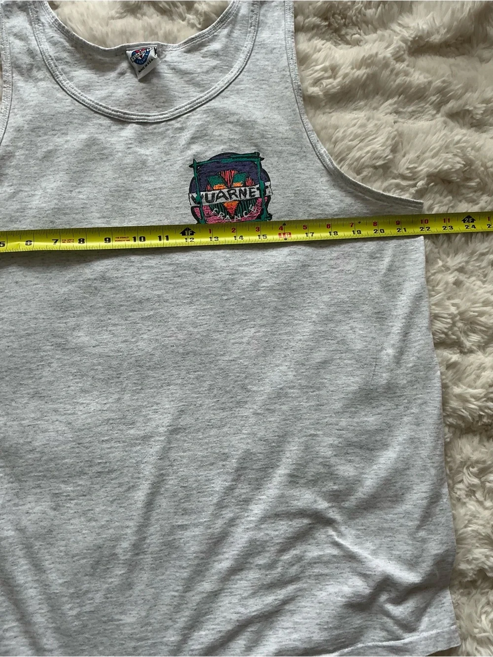 Vintage Vuarnet France Men’s XL Gray Graphic Tank Top 100% Cotton Made in USA